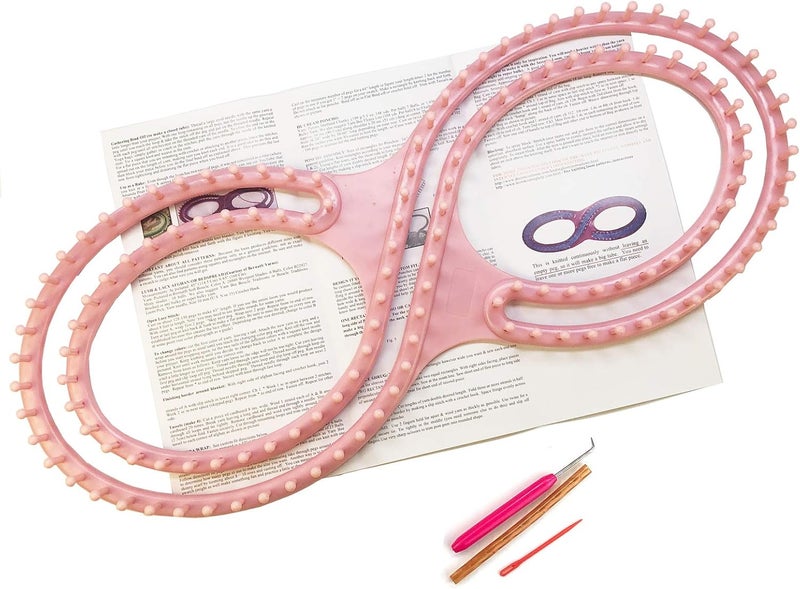 WAYION 55" Afphgan Serenity Loom Knitting Board Weave Loom Kit with Step by Step Instructions Great for The Experienced Loom Knitter(Blue/Pink) (Pink) - Image 2